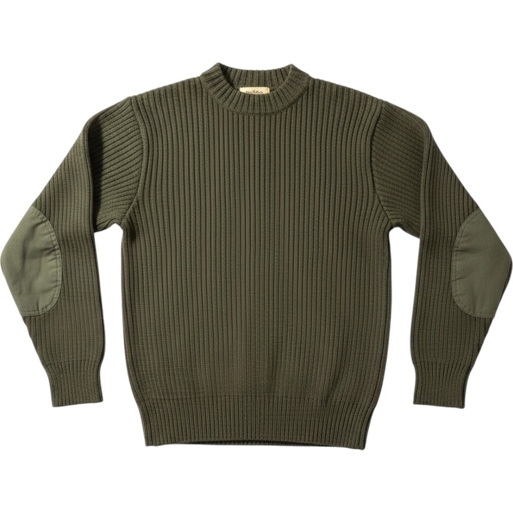 Defense Logistic US Military Wool Sweater Men 42 Olive Green Service Epaulettes